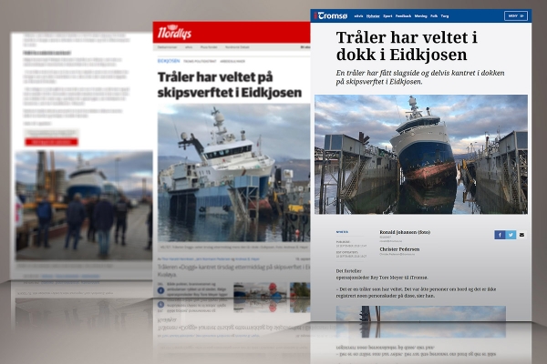 Statek rybacki przechylił się w doku norweskiej stoczni